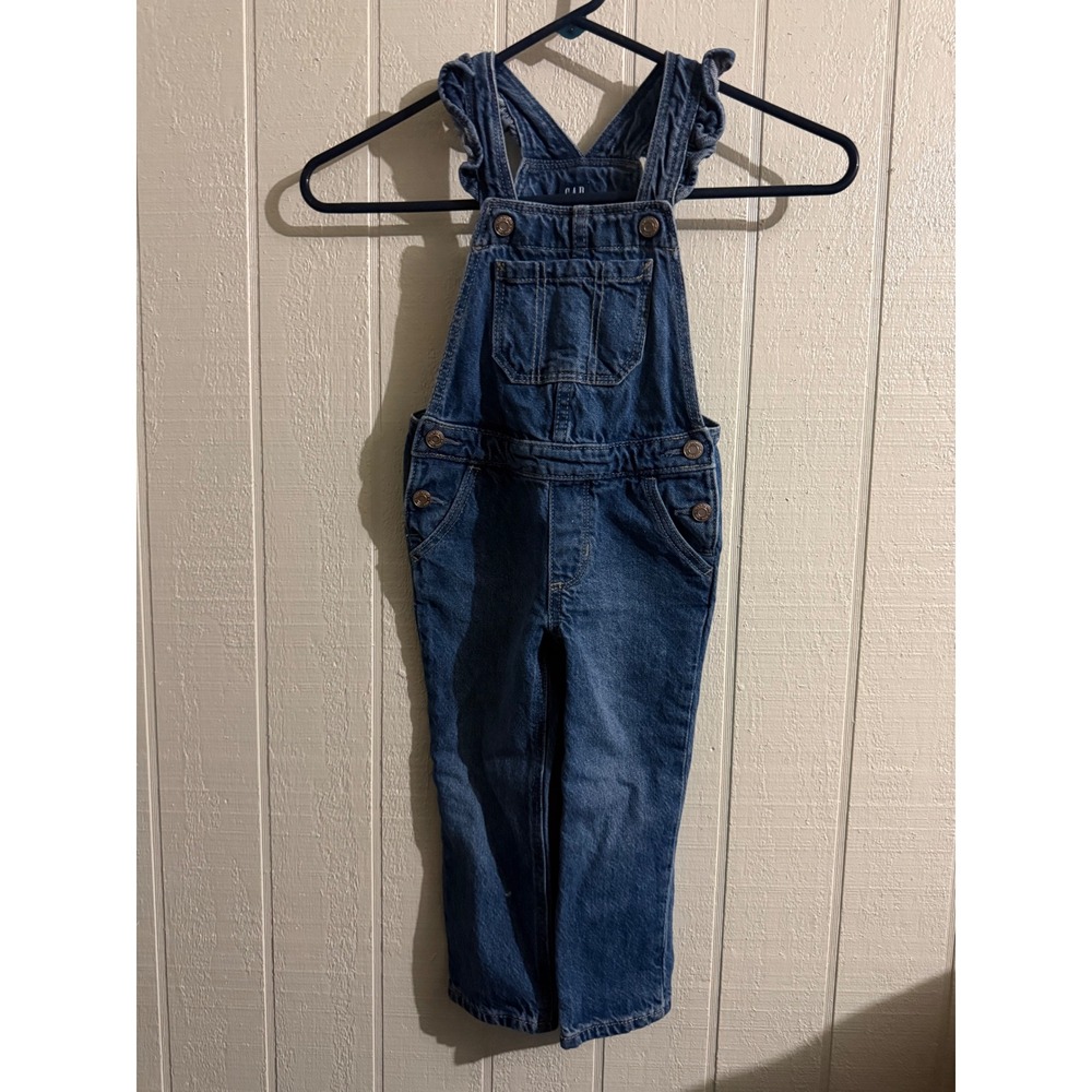 Gap Kids Baby Ruffle Strap Denim Overalls Medium Wash Blue 3 Years